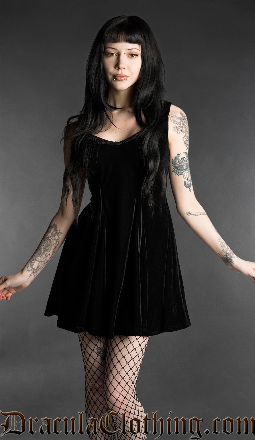 Black Velvet Pocket Dress