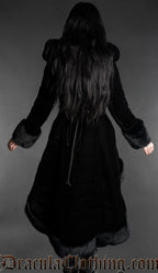 Black Velvet High Low Puffer Winter Coat With Hood