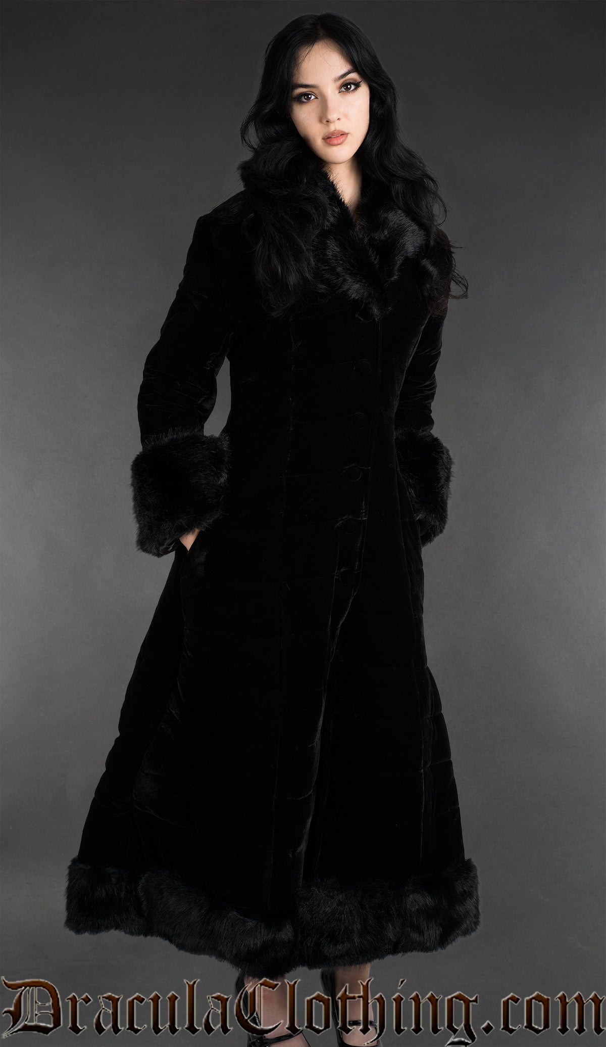 Black Velvet Puffer Winter Coat