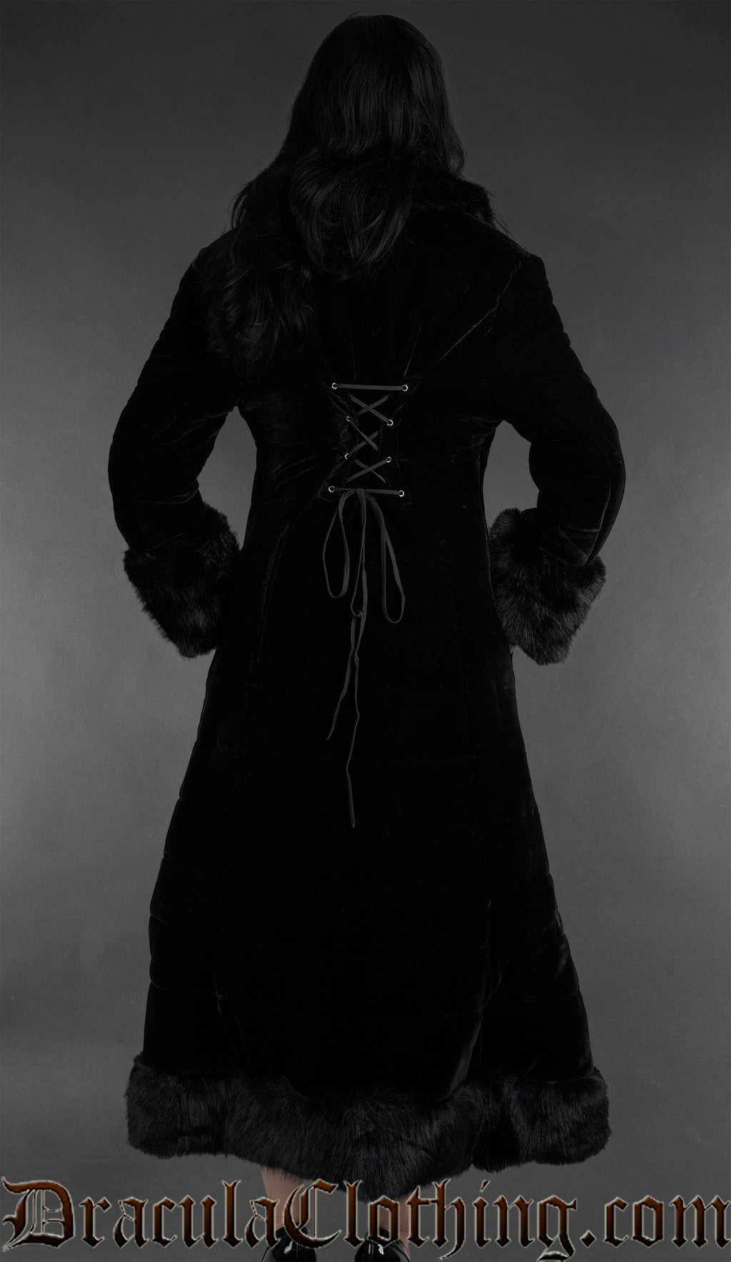 Black Velvet Puffer Winter Coat