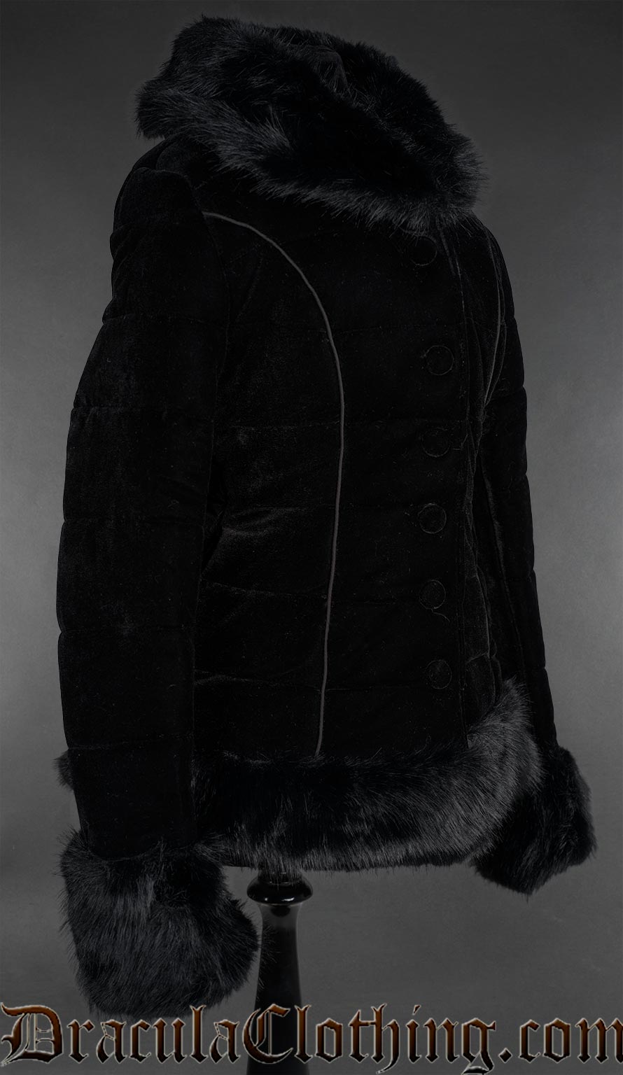 Black Velvet Puffer Winter Jacket