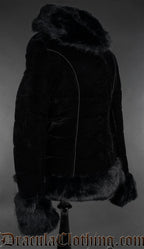 Black Velvet Puffer Winter Jacket