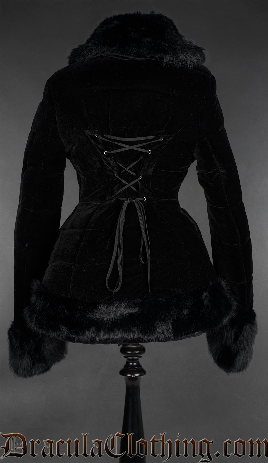 Black Velvet Puffer Winter Jacket