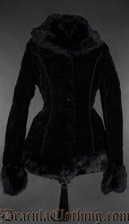 Black Velvet Puffer Winter Jacket