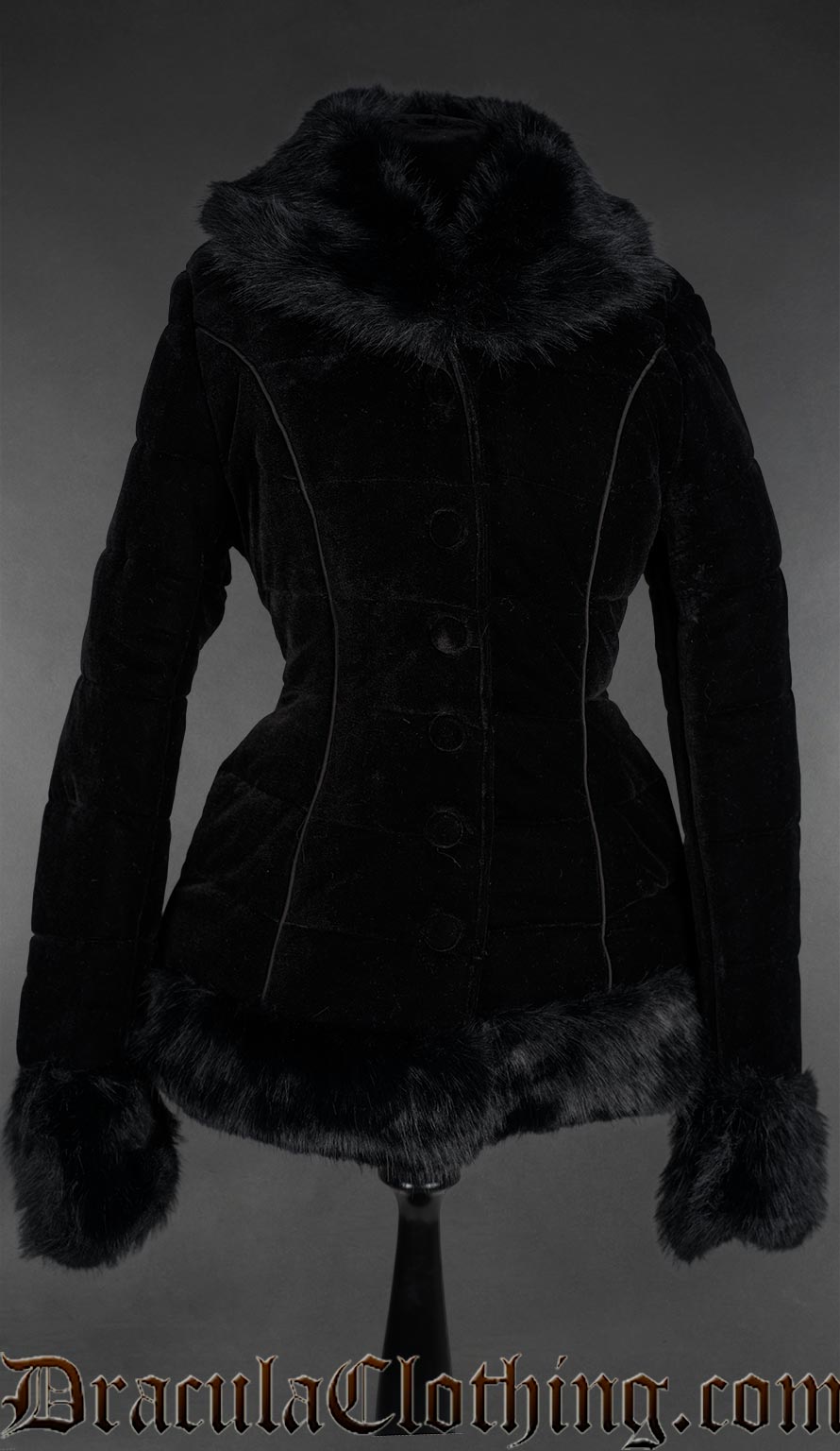 Black Velvet Puffer Winter Jacket