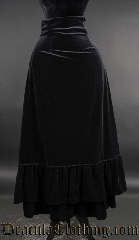 Black Velvet Two Layer Bustle Skirt
