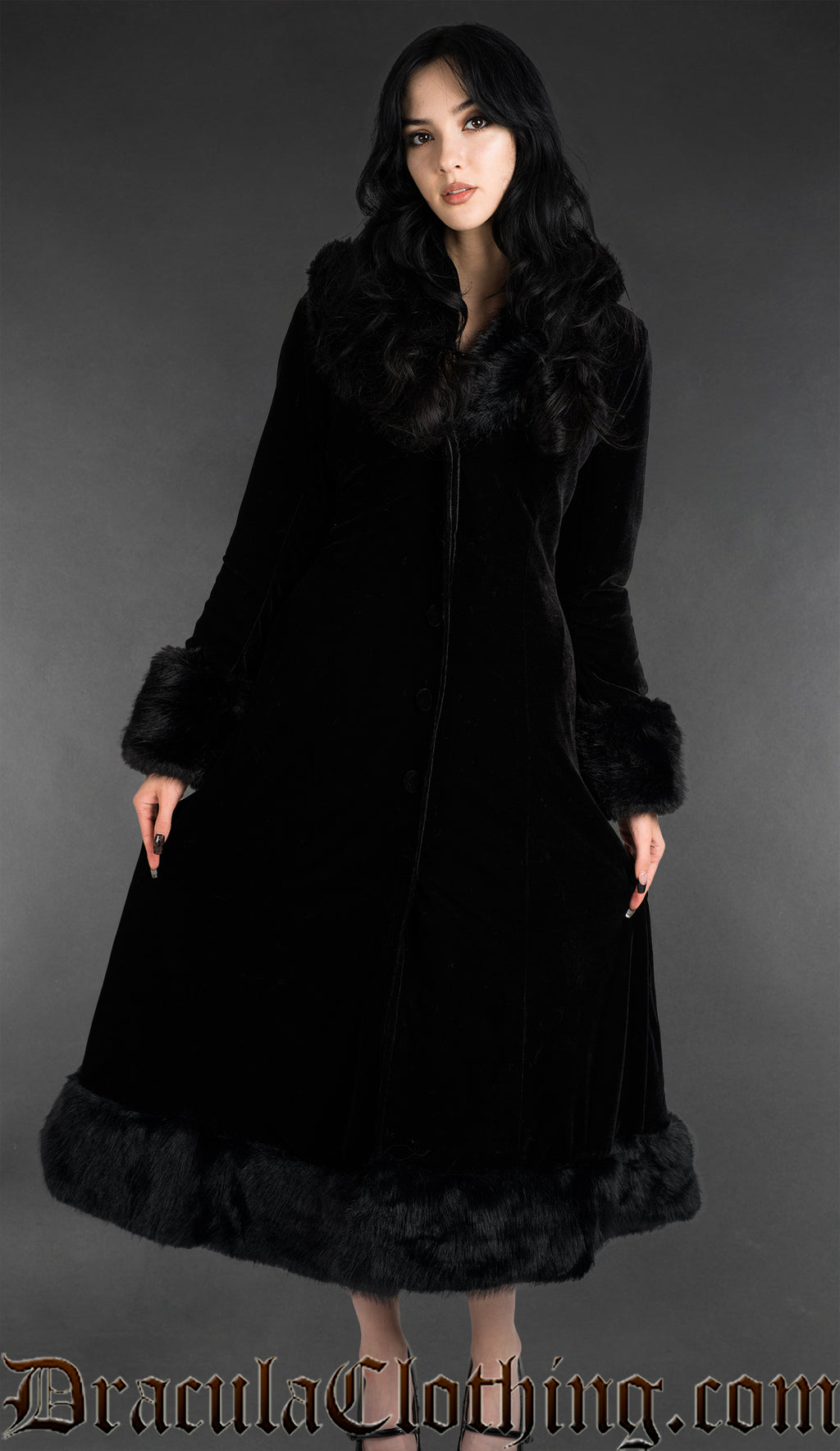 Black Velvet Winter Coat