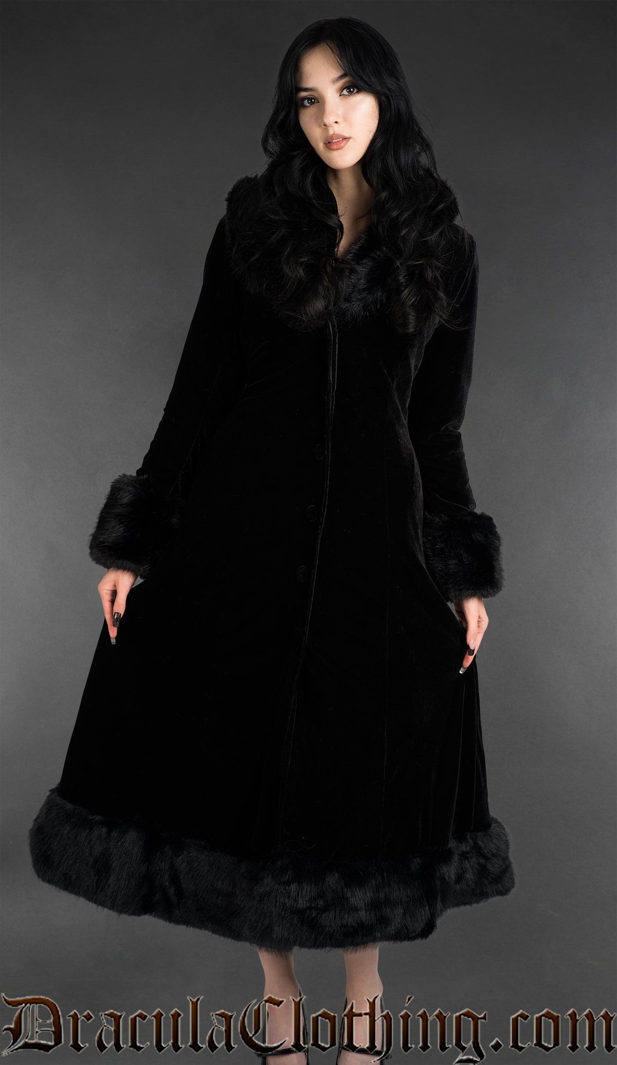 Black Velvet Winter Coat