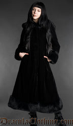 Black Velvet Fall Coat With Hood