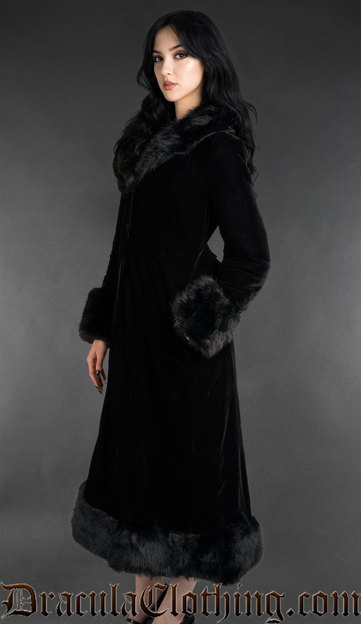 Black Velvet Winter Coat