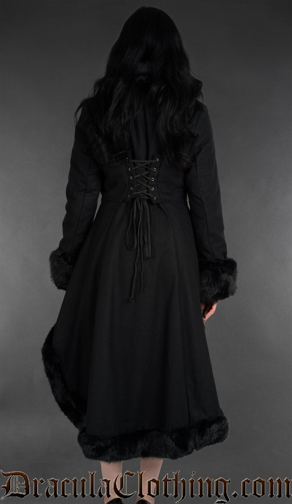 Black Wool High Low Winter Coat