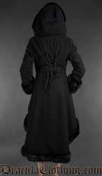 Black Wool High Low Winter Coat With Hood