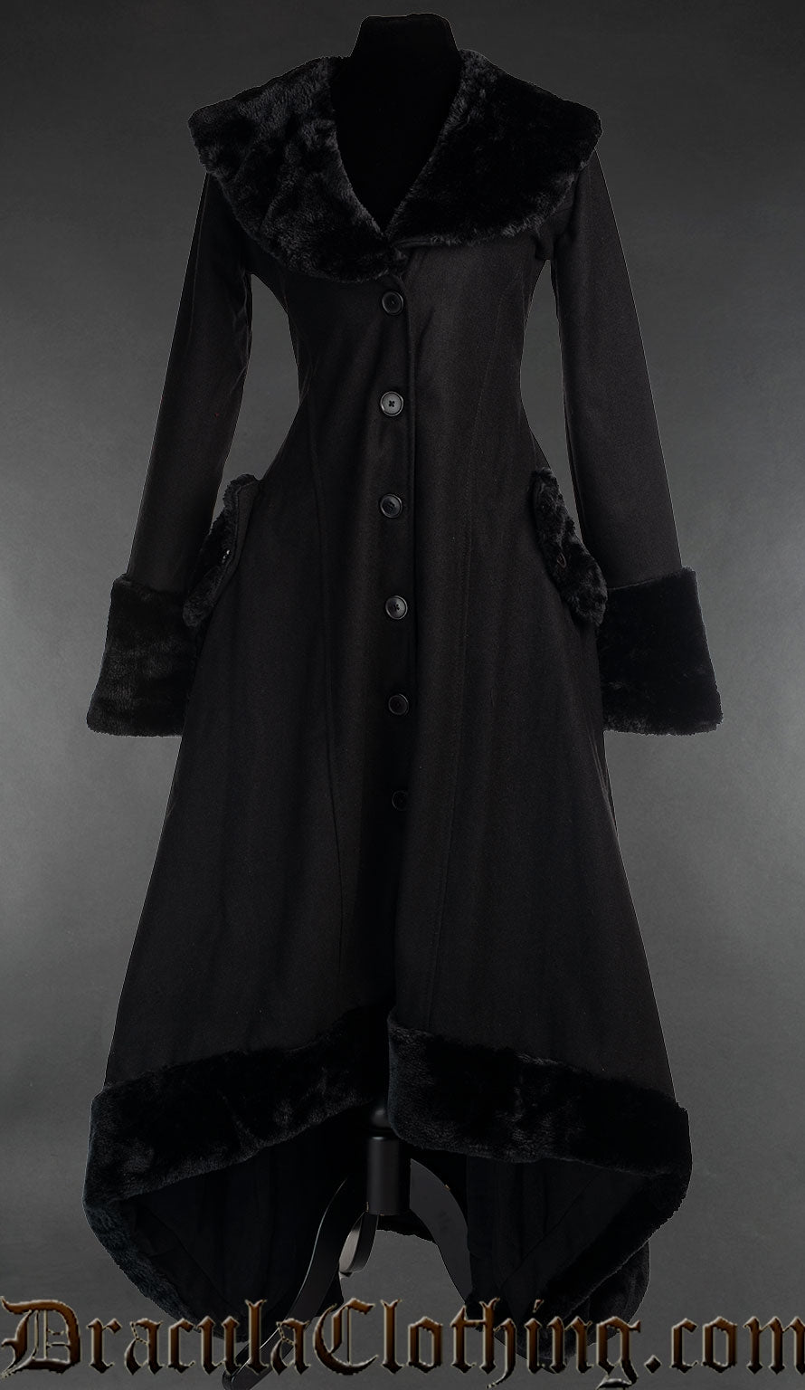 Black Wool Pocket Winter Coat – DraculaClothing