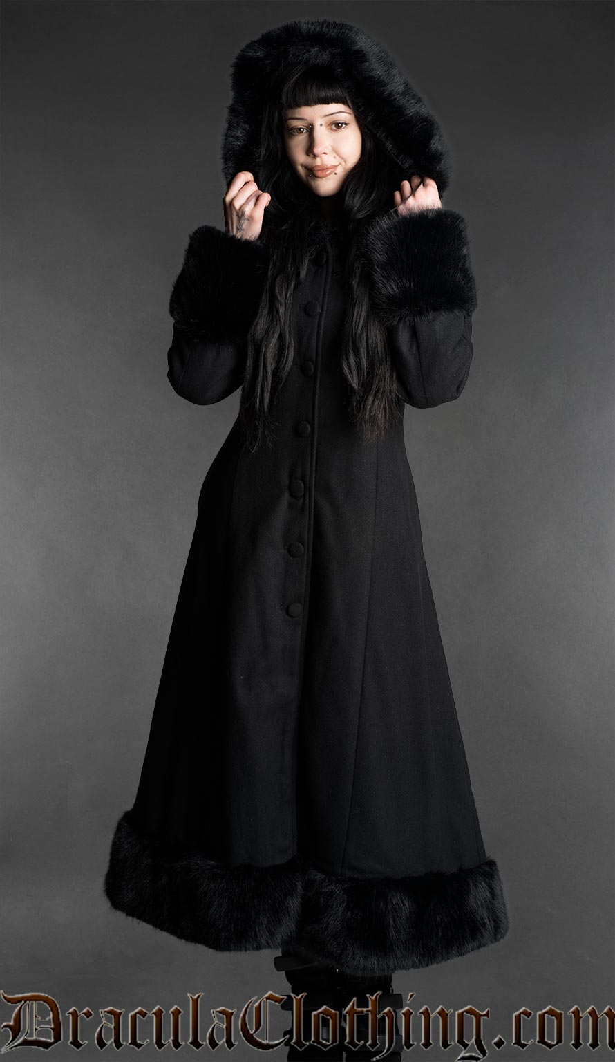 Black Wool Winter Coat With Hood
