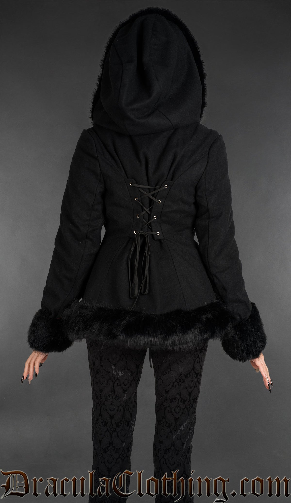 Black Wool Winter Jacket With Hood