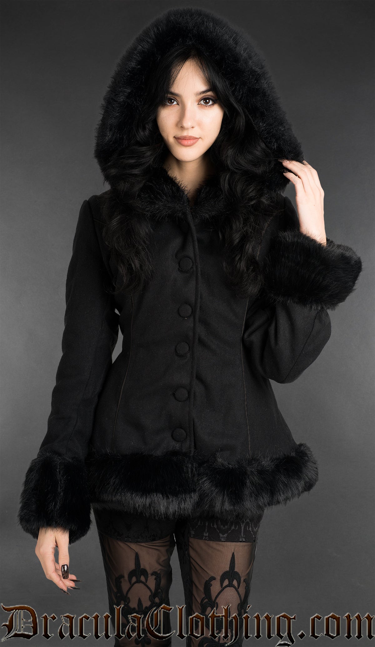 Black Wool Winter Jacket With Hood