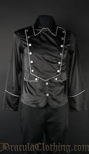 Black Satin Military Shirt