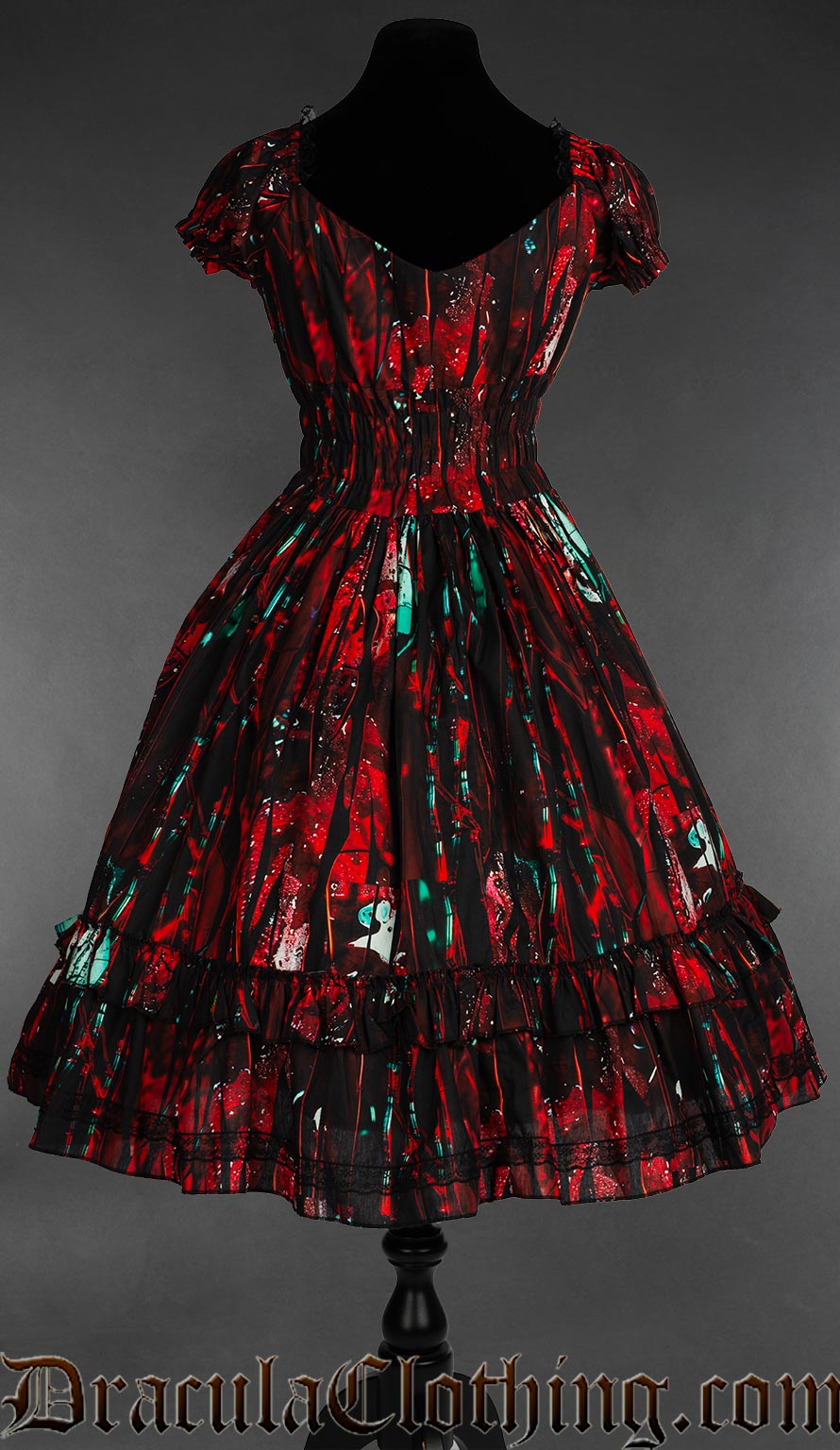 red glass dress Red Cut Glass Mirror Scoop Neck Short Dress with Slit Shedestiny