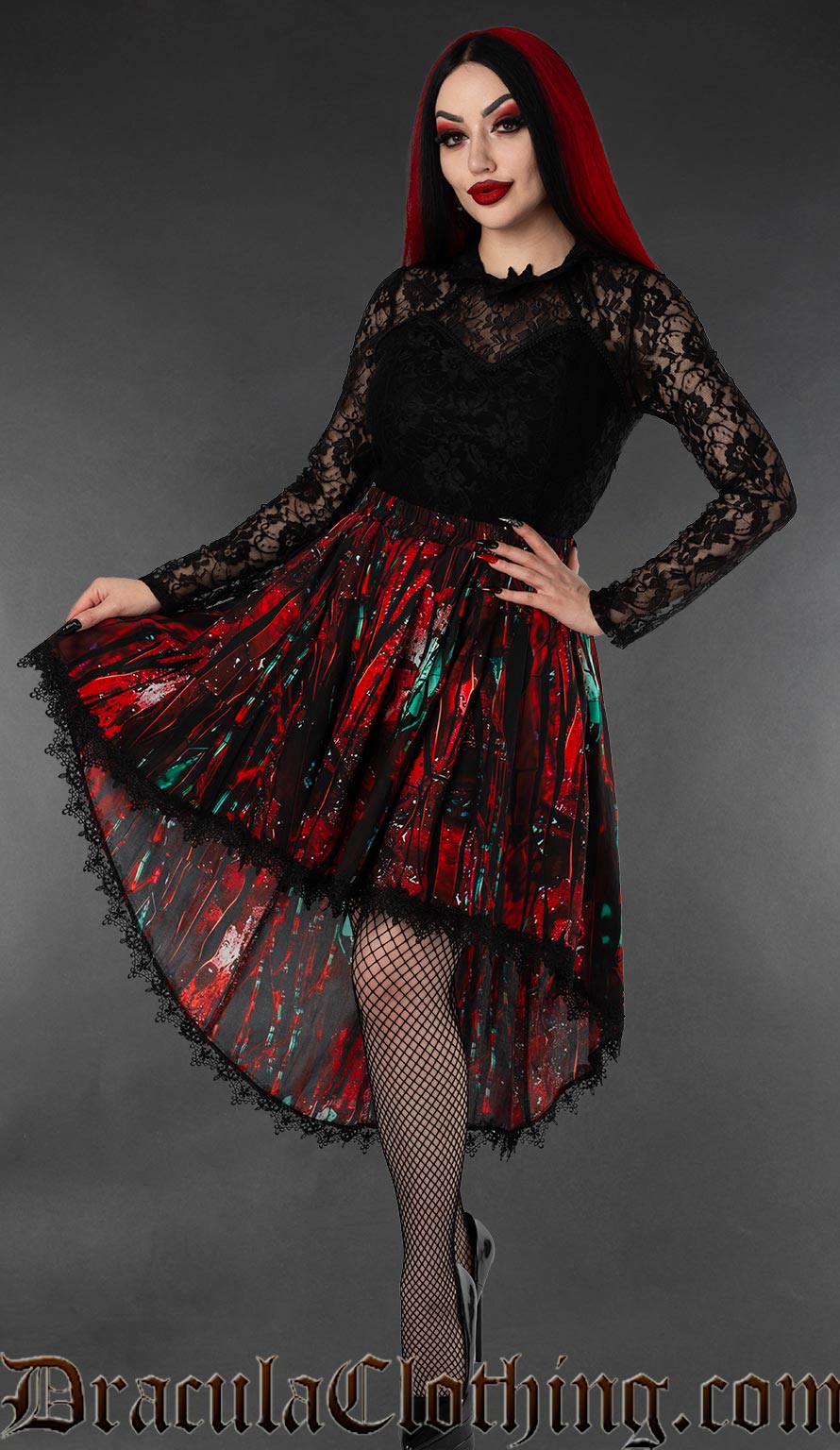 Bloody Glass High Low Skirt