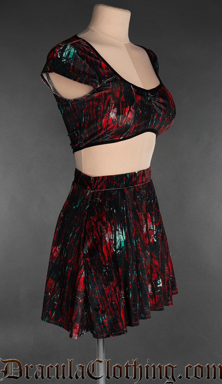 Bloody Glass Velvet Short Skirt