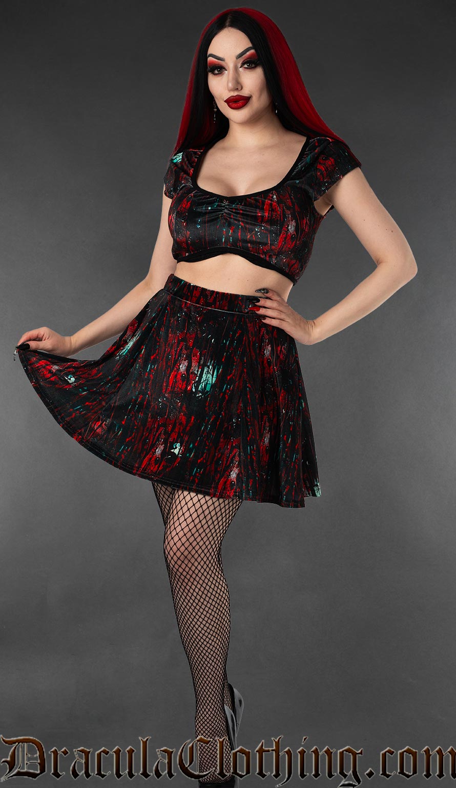 Bloody Glass Velvet Crop Top