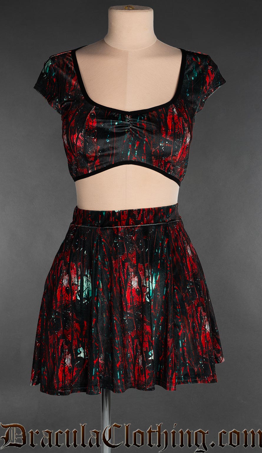 Bloody Glass Velvet Short Skirt