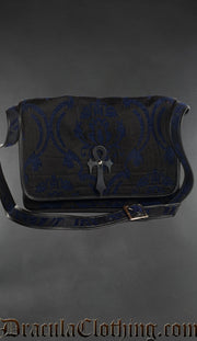 Blue Brocade Ankh Shoulder Bag