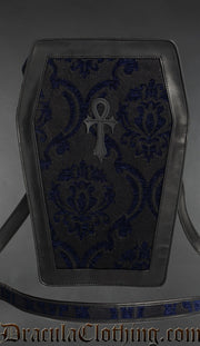 Blue Brocade Big coffin Bag