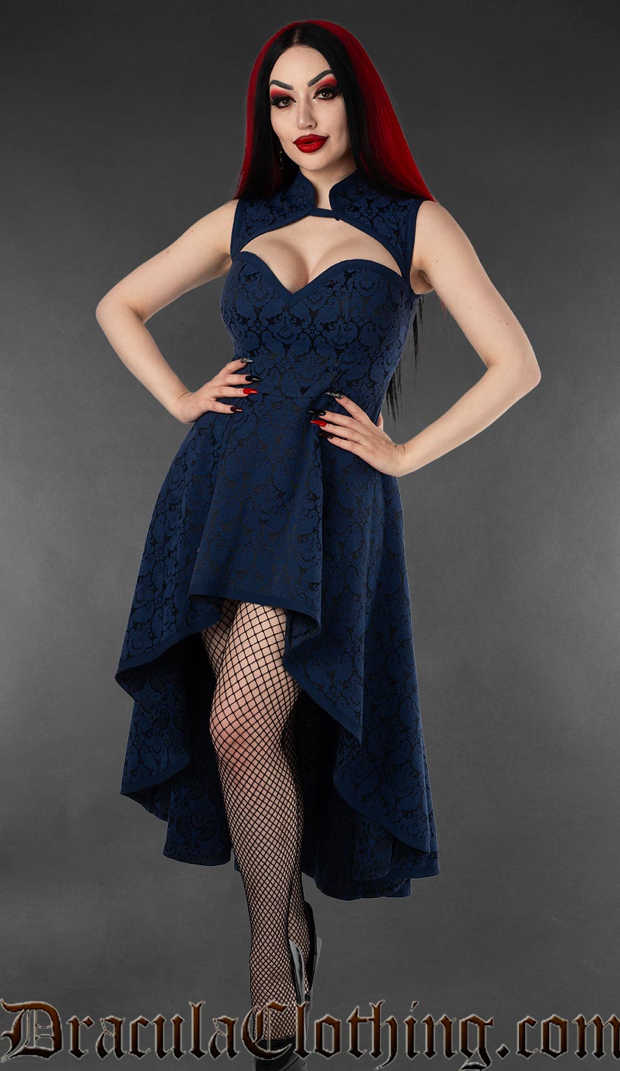 elegant draik dress Ladivine CD327C Dress, BURGUNDY / 24