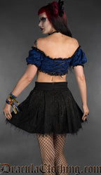 Blue Brocade Crop Top