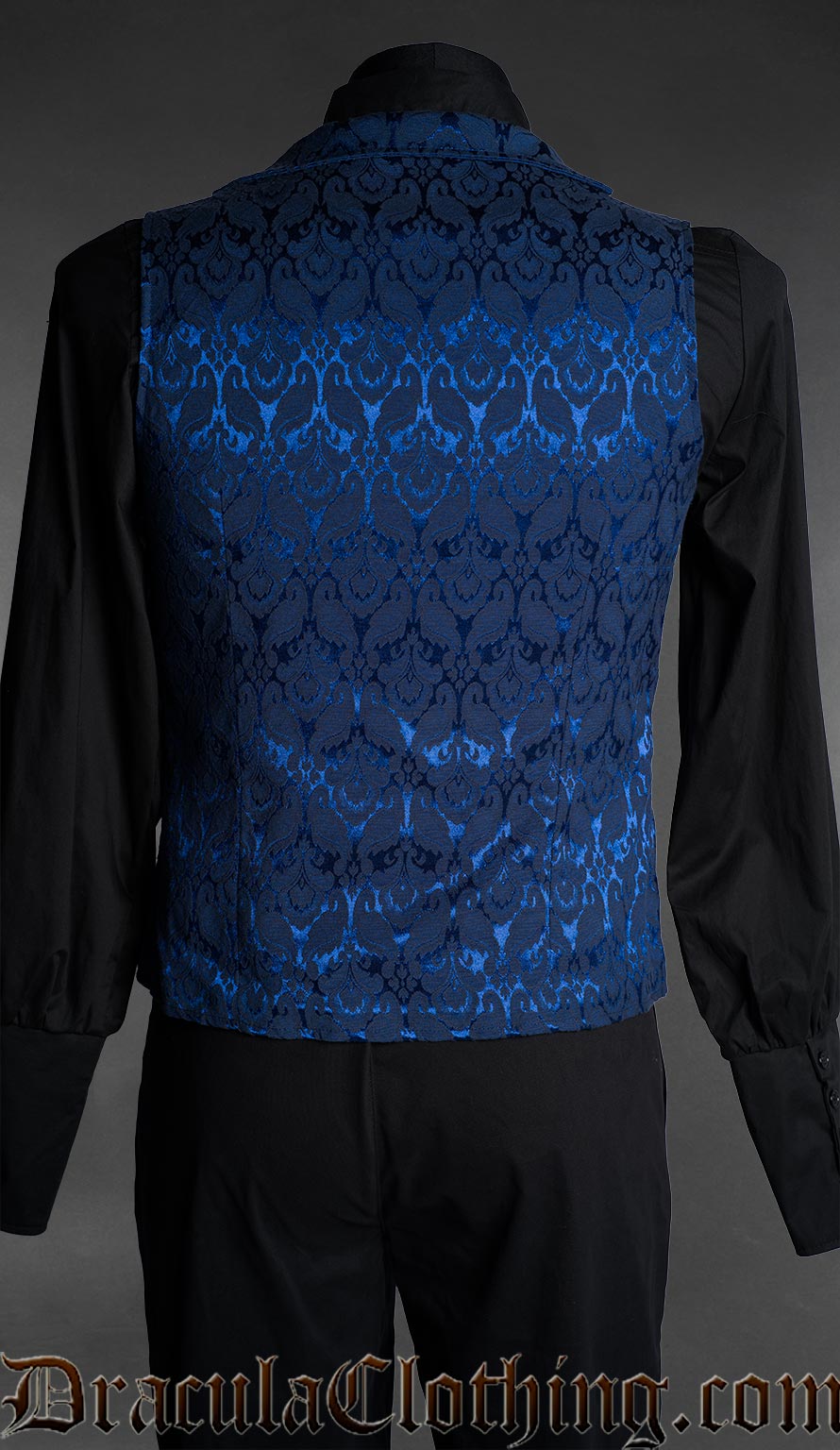Blue Brocade Double Buttoned Vest