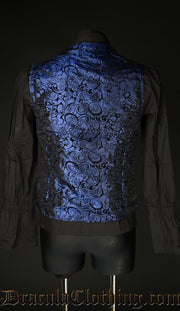 Blue Brocade Double Buttoned Vest