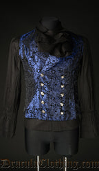 Blue Brocade Double Buttoned Vest