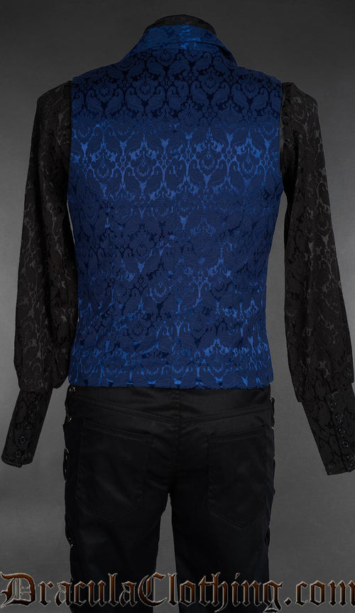 Blue Brocade Dracula Waistcoat