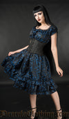 Blue Brocade Gothabilly Dress