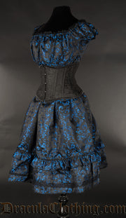 Blue Brocade Gothabilly Dress