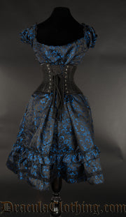 Blue Brocade Gothabilly Dress