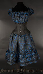 Blue Brocade Gothabilly Dress