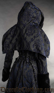 Blue Brocade Hood