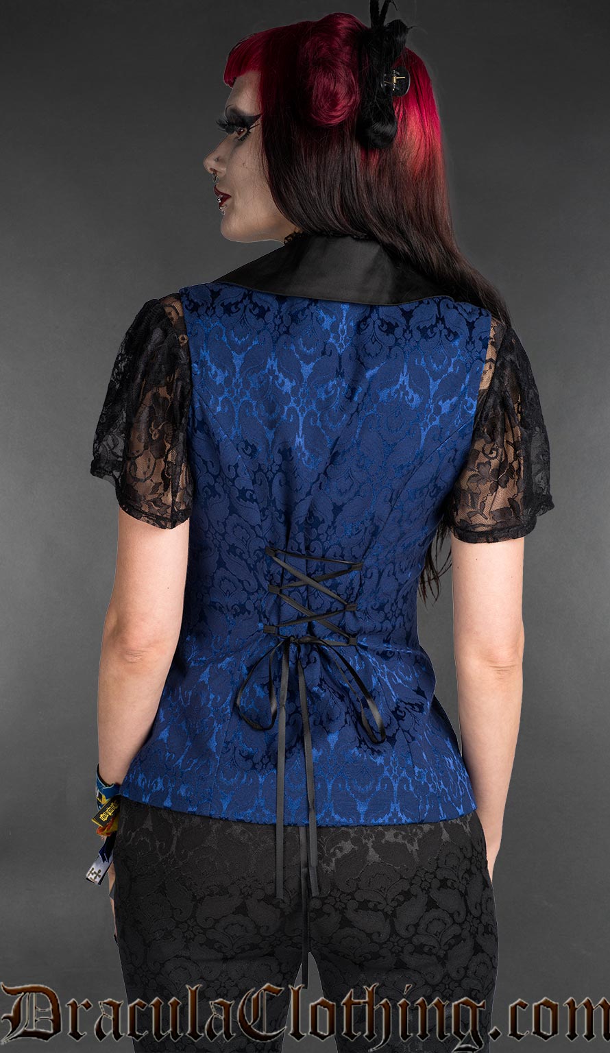 Blue Brocade Ladies Vest