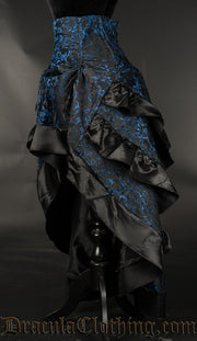 Blue Brocade Layer Bustle Skirt