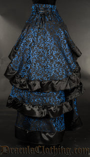 Blue Brocade Layer Bustle Skirt