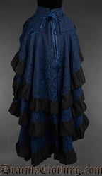 Blue Brocade Layer Bustle Skirt