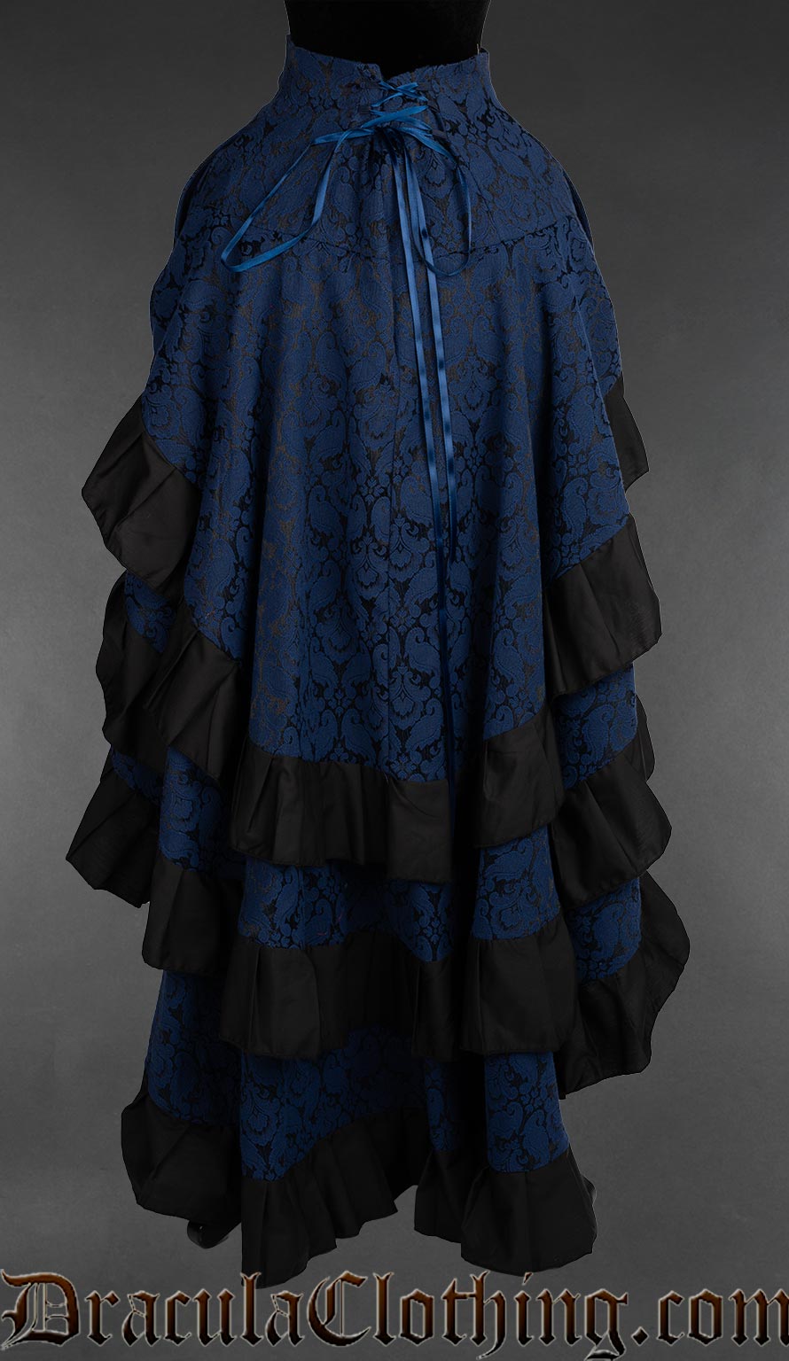 Blue Brocade Layer Bustle Skirt