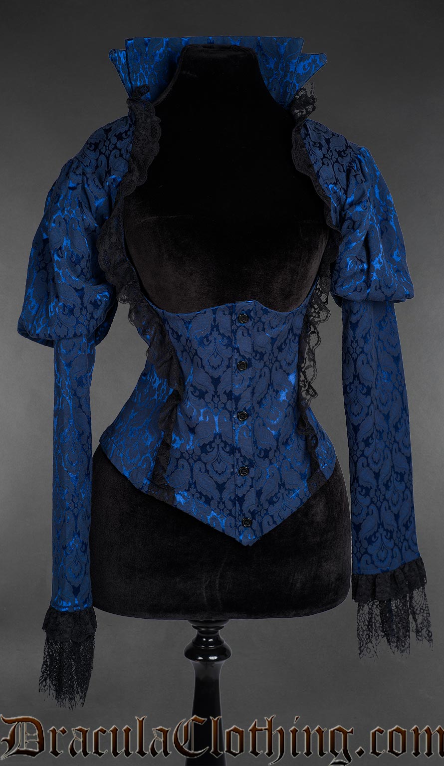 Blue Brocade Openbust Jacket