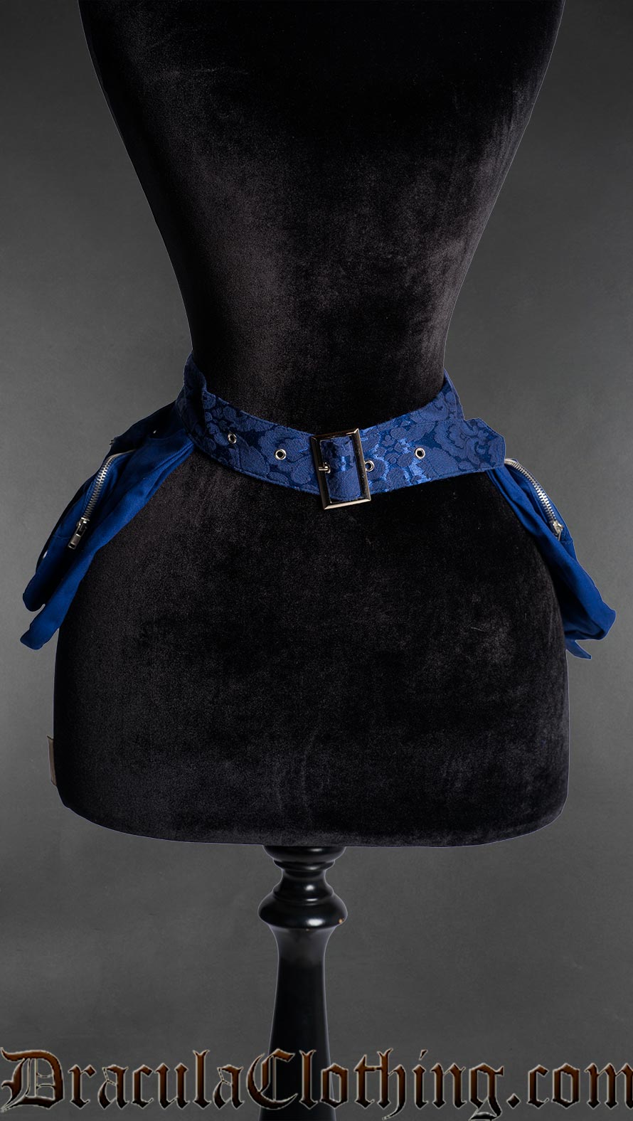 Blue Brocade Skirt Pockets