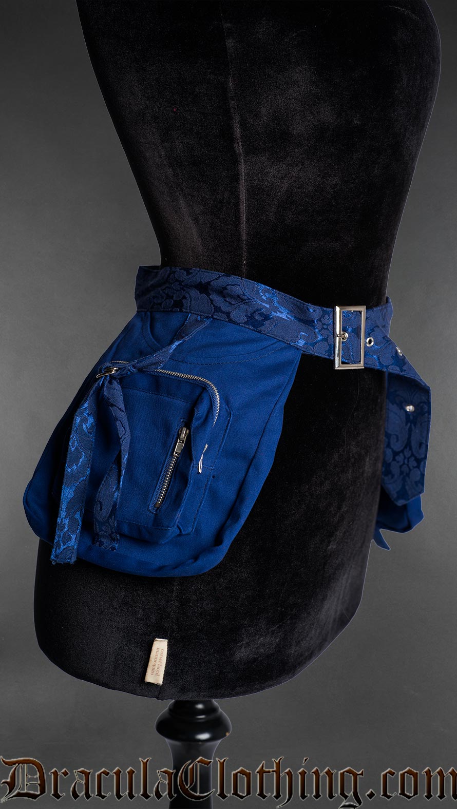 Blue Brocade Skirt Pockets