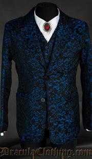 Blue Brocade Suit Jacket