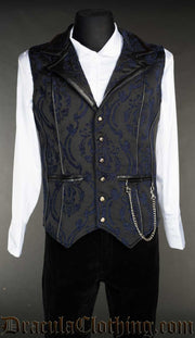 Blue Brocade Tesla Vest