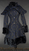 Blue Brocade Thick Winter Coat